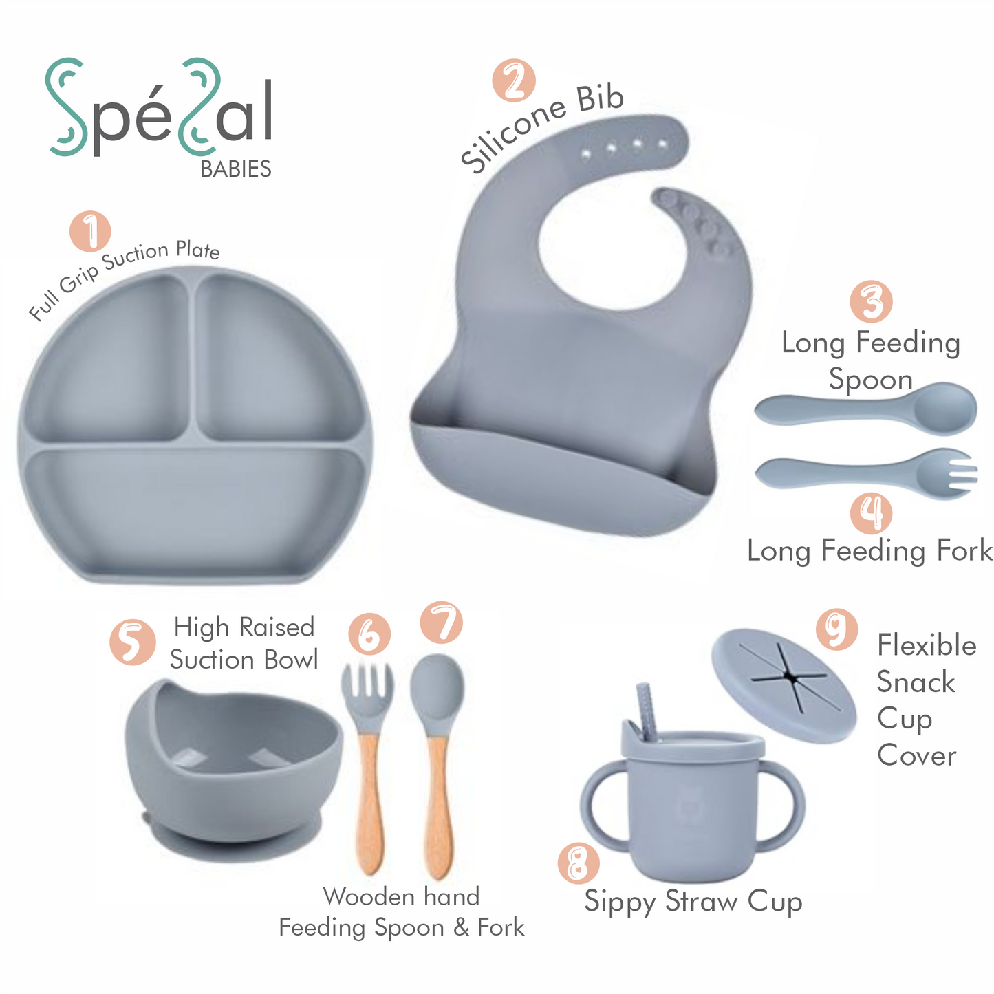 SpéSal Silicone Feeding Set 9pcs